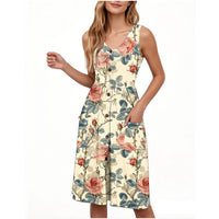 Slim-fit Casual Mid-length Button-down Dress With Pockets