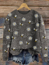 3D Digital-Print Crew-Neck Sweater In A Faux-Sweater Style
