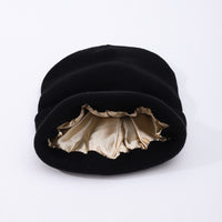 Womens Hair-protecting Warming Knitted Satin Beanie