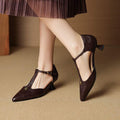 French Retro Camellia-Embellished Ballet Flats With Stiletto Heels