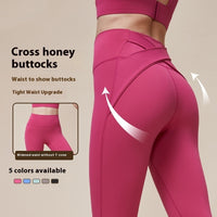 Cross Hip Lifting And Waist-slimming Upgrade High Waist Peach Sports Yoga Pants