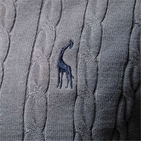 Embroidered Solid Color Knitted Sweater With Deer Pattern