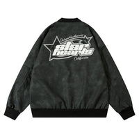 Ins American-style Street Fashion Leather Embroidered Letter Baseball Uniform Jacket