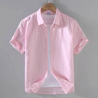 Men's Linen Short-sleeved Shirt Casual Loose