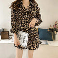 New Stylish Loose Plus Size Leopard Long Sleeve Pattern Mid-length Shirt For Women