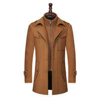 Fashion Double Collar Standard Wool Coat Men's Jacket