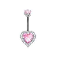 Fashion Personality Peach Heart Belly Ring Butterfly Zircon Piercing Jewelry