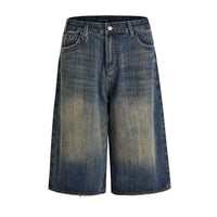 Wide Leg Cropped Jeans Summer Retro Washed Distressed Straight
