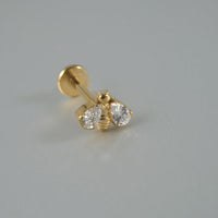 G23 Titanium Personality Straight Rod Flat Bottom Labret Inlaid Zircon Bee Labret Ear Studs Tongue Pin DIY Piercing Earrings