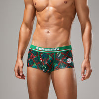 Men's Underwear Christmas New Printed Mid Waist Slim Fit