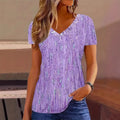 Women's Printed V-Neck Short-Sleeve Top