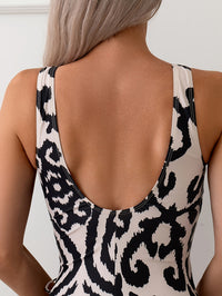 Backless Pure Color Mesh Stitching One-piece Women's Swimsuit