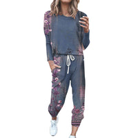 Printed Long-sleeve Sports Purple Fashion Casual Polyester Pants