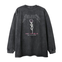 Character Rose Print Long Sleeve Autumn Wash