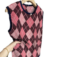 Sleeveless Vest For Women Early Spring Retro Color-block Knit