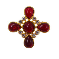 Classic Medieval Baroque Cross Crystal Brooch Vintage