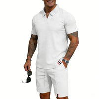 Men's Simple Casual Short-Sleeve Top And Shorts Set