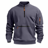 Men's Stand Collar Zipper Sweater Casual Fleece Sweater