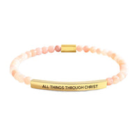4mm Gold Bead Bracelet With Stainless Steel Curved Tube And Laser Engraving