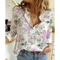 Linen Cotton Washed Single-breasted Long Sleeve Shirt For Women