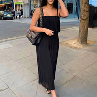 Strap Tube Top Pleated Loose Fashion Jumpsuit