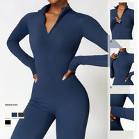 Winter Fleece-lined Yoga Jumpsuit Long Sleeve Warm