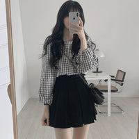 Plaid Women's Long-sleeve Top Early Autumn Arrival Crew Neck