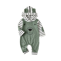 Children's Boy's Romper Long-sleeved Polka Dot Hooded Long Climbing Jumpsuit