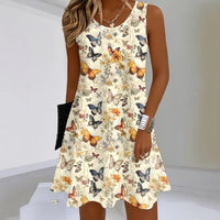 Sleeveless 3D Digital Print French-style Slip Dress