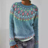 Round Neck Multicolor Loose Fashion Pullover Sweater