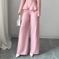 Elegant And Casual Loose Straight-leg Pants With A Waist Button Design