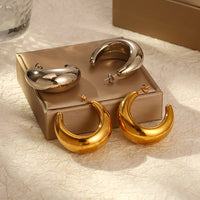 Stylish Stainless Steel Extra-Large Hollow Crescent Earrings With A High-End Look