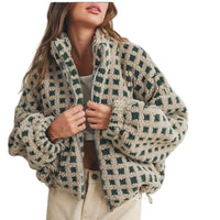 New Women Anti-blowing Lamb Wool Plaid Fashion Casual Loose Jacket