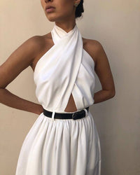 Women's Dunhuang Sleeveless Halter Backless Jumpsuit Trousers