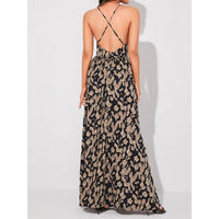 Printed V-Neck Sexy Long Slip Dress For Women
