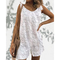 Casual And Sweet Lace Bow Shoulder Strap Jumpsuit
