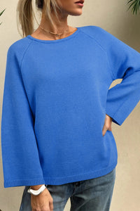 Women's Crew-neck Pullover Loose-fit Solid-color Long-sleeve Sweater