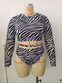Women's Split Long Sleeve Large Size Printed Fashion Swimsuit