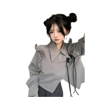 Sweet Hot Girl Design Ruffled Long Sleeve Short Coat Women