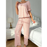 New High-end Airy Openwork Long-pants Loungewear Two-piece Set