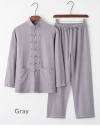 Cotton And Linen Tang Suit Vintage Loose Set