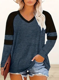 Female Casual V-neck Digital Printing Loose Oversized Long Sleeves