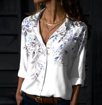 Digital Printing Women's Fashion Plus Size Lapel Long Sleeve Shirt