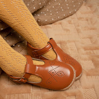Girls' British Style Leather Shoes Hollow Breathable