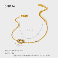 Full-Crystal Zircon Flower Stainless Steel Bracelet