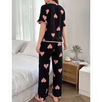 Summer New European And American-Style Sophisticated Heart-Print Pants Loungewear Set