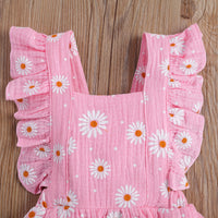 Strap Four-color Chrysanthemum One-piece Romper Dress Triangle Romper Headband