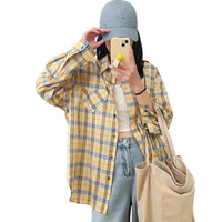 Women's Loose Casual Long Sleeve Plaid Shirt