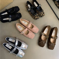 Flat Bow Ballet Silver Belt Buckle Shoes