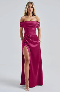 Off-shoulder Side-slit Maxi Dress Fashion Gown